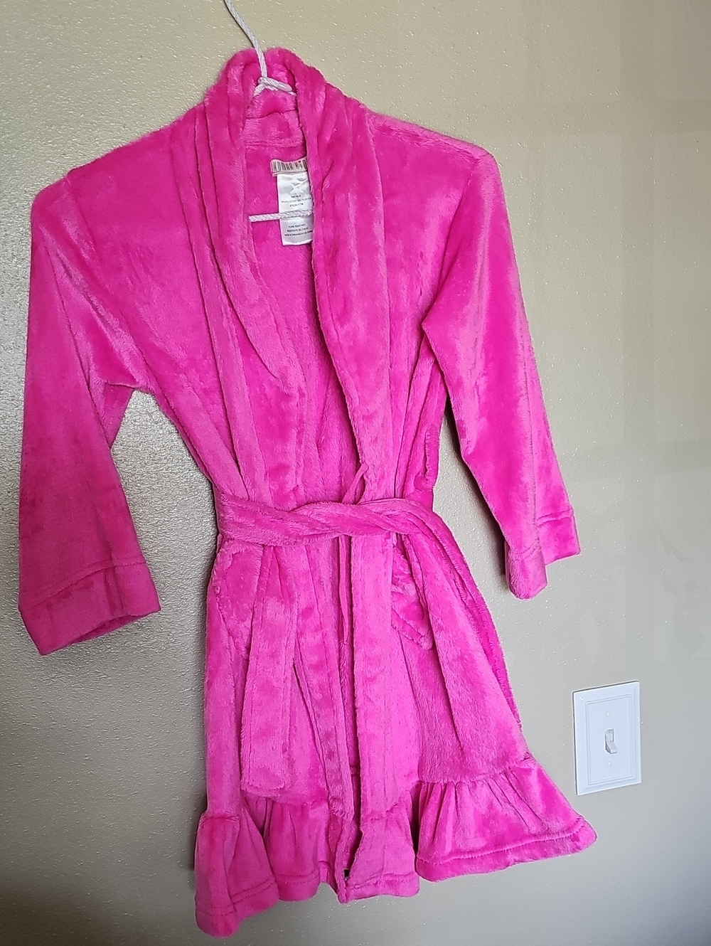 Komar Kids Bright Pink & Heart Pockets Girls Bath Robe Size 6/6X